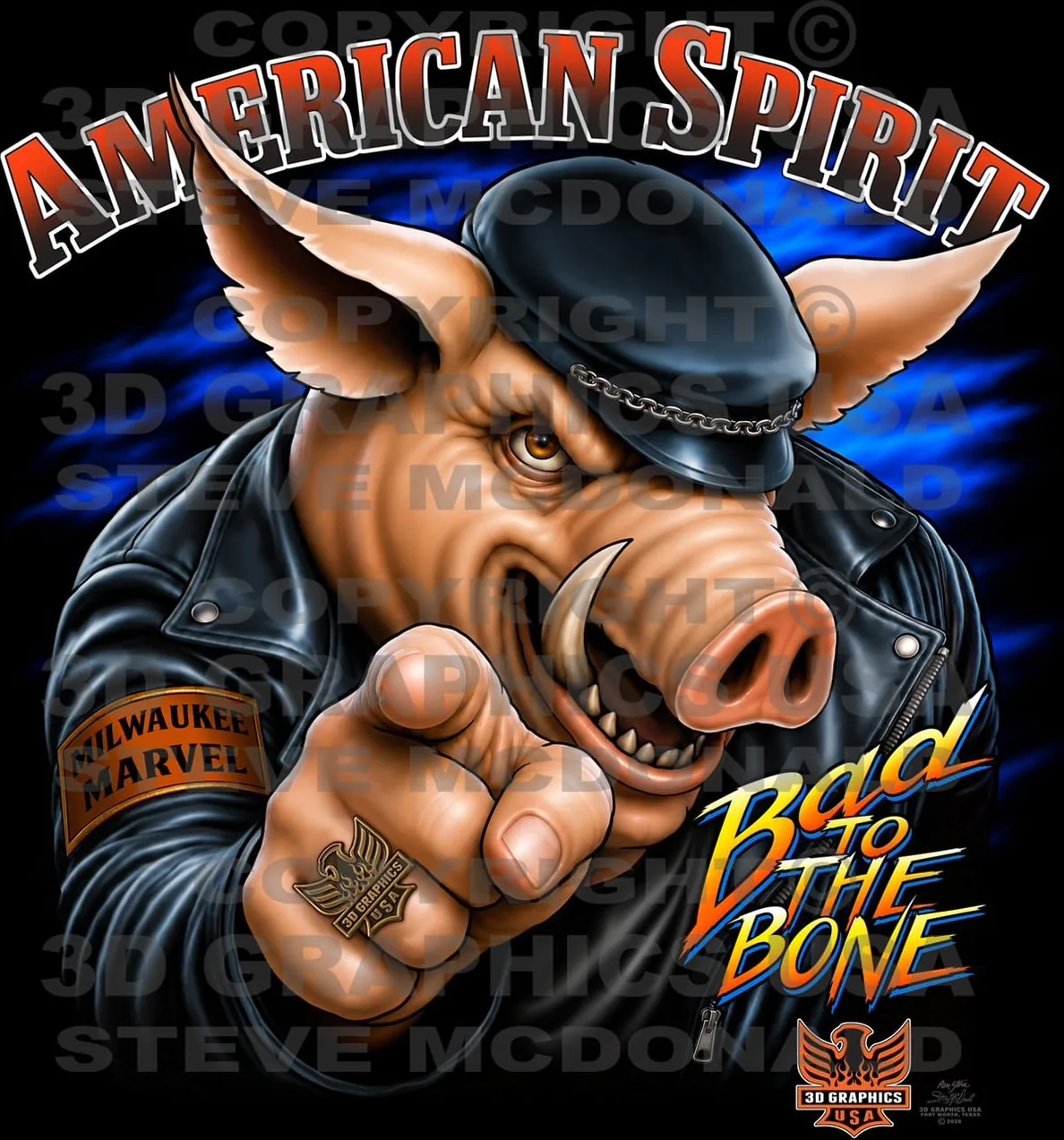 ภาพต้นฉบับลาย AMERICAN SPIRIT วาดโดย Steve McDonald