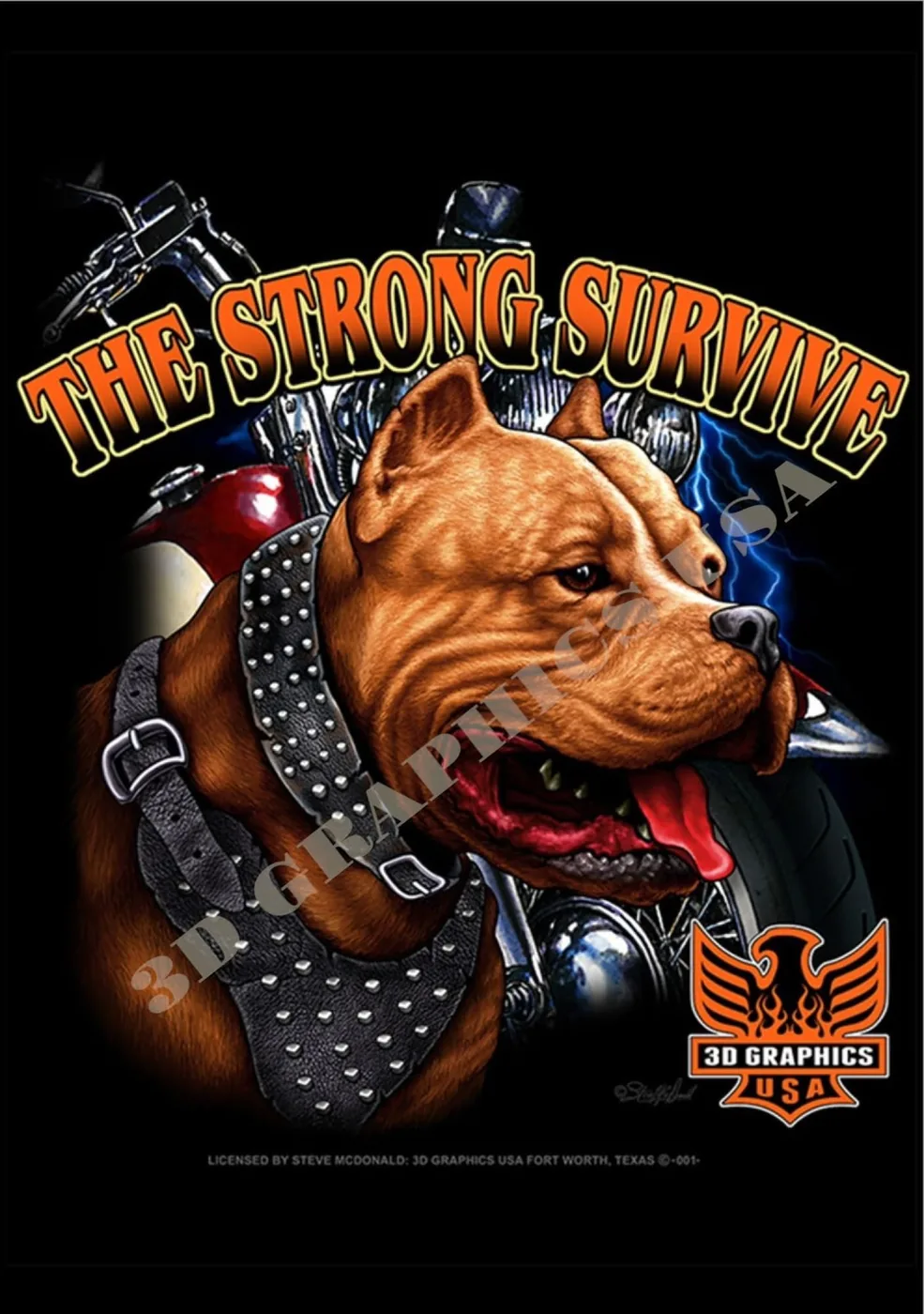 ภาพวาดต้นฉบับลาย THE STRONG SURVIVE ต้นฉบับลายพิตบูล — 3D Graphics USA