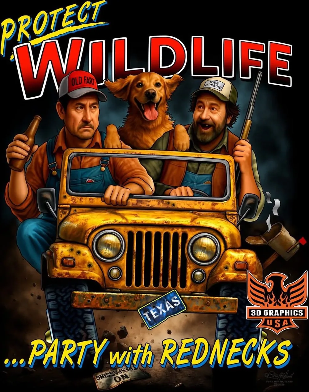 ภาพต้นฉบับลาย PROTECT WILDLIFE วาดโดย Steve McDonald